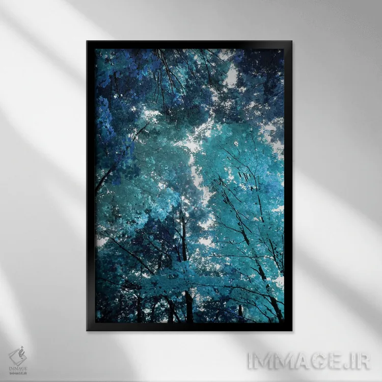 تابلو دکوراتیو جنگل آبی ۱ اثر درک اسکات - نمای قابدار مشکی
