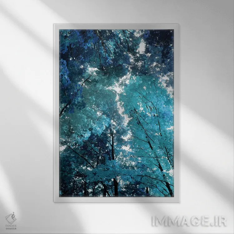 تابلو دکوراتیو جنگل آبی ۱ اثر درک اسکات - نمای قابدار سفید