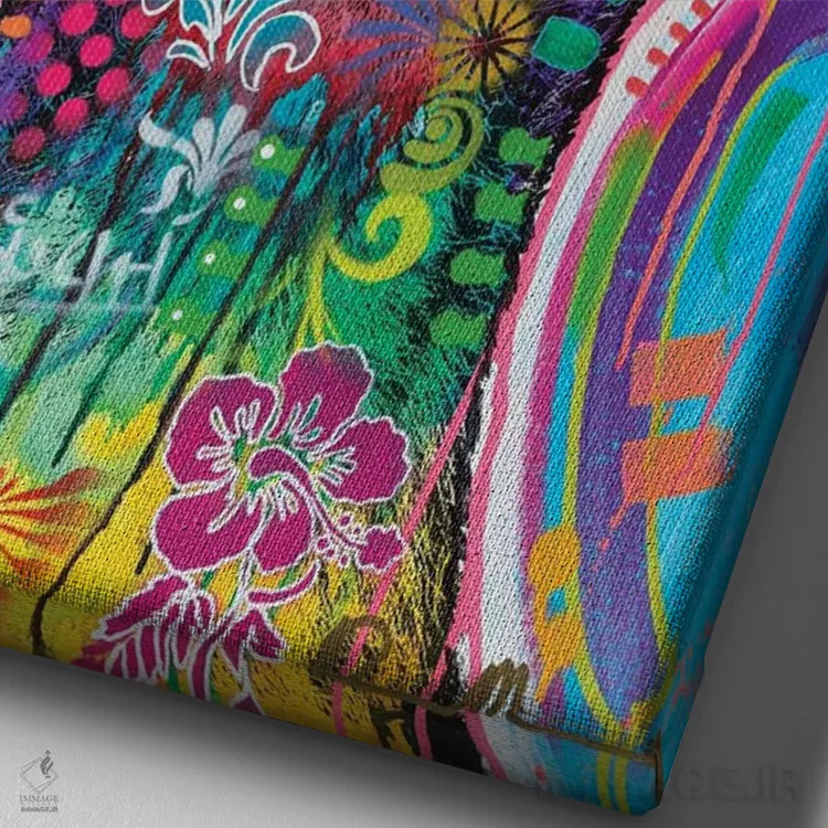 تابلو دکوراتیو راکن کیهانی برای صلح جهانی اثر باور روسو - نمای نزدیک بافت بوم