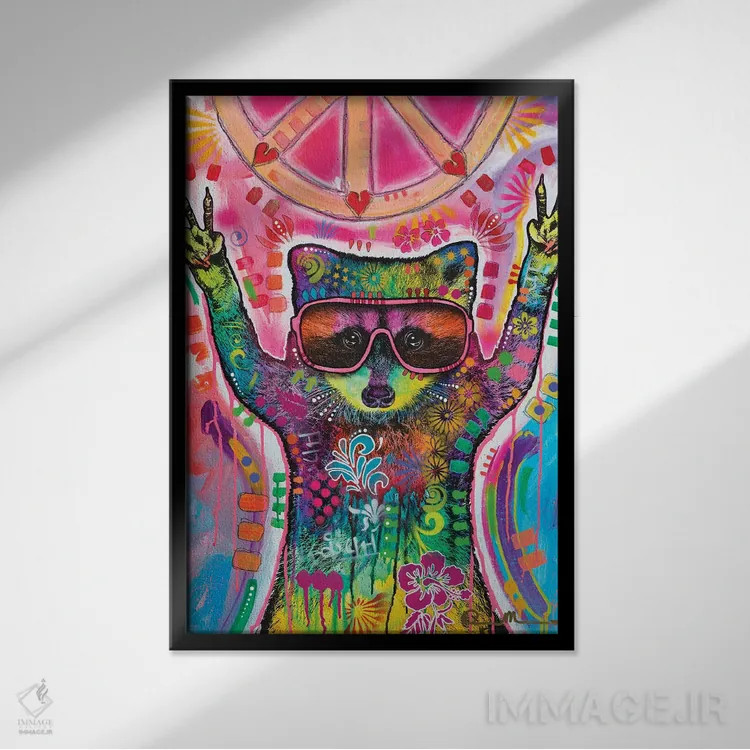 تابلو دکوراتیو راکن کیهانی برای صلح جهانی اثر باور روسو - نمای قابدار مشکی