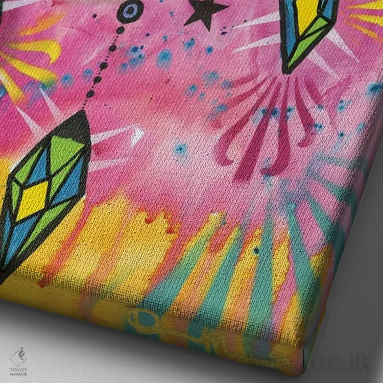 تابلو دکوراتیو تعادل کیهانی ۴ اثر باور روسو - نمای نزدیک بافت بوم