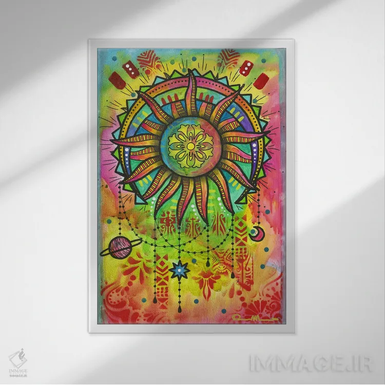 تابلو دکوراتیو تعادل کیهانی ۱ اثر باور روسو - نمای قابدار سفید