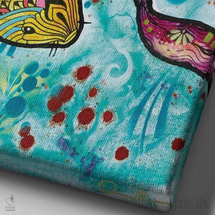 تابلو دکوراتیو ماهی برج حوت اثر باور روسو - نمای نزدیک بافت بوم