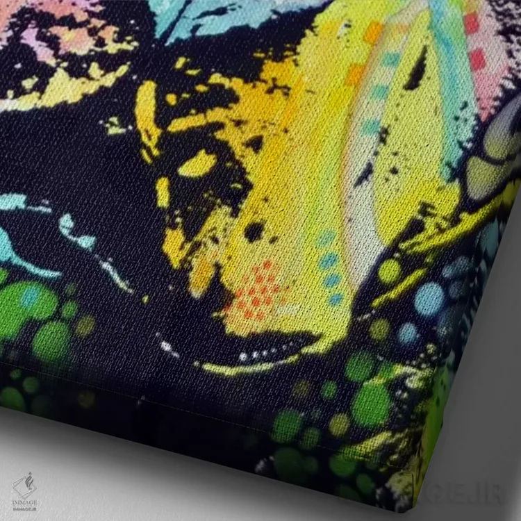 تابلو دکوراتیو پیت بول متفکر امسال اثر باور روسو - نمای نزدیک بافت بوم