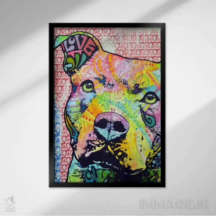 تابلو دکوراتیو پیت بول متفکر امسال اثر باور روسو - نمای قابدار مشکی