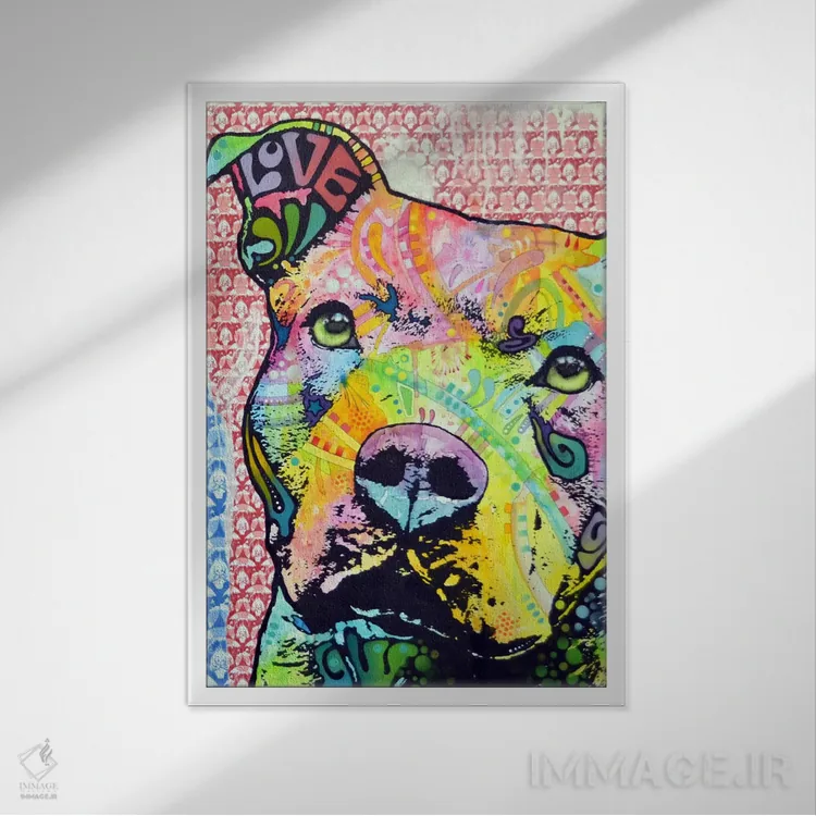 تابلو دکوراتیو پیت بول متفکر امسال اثر باور روسو - نمای قابدار سفید