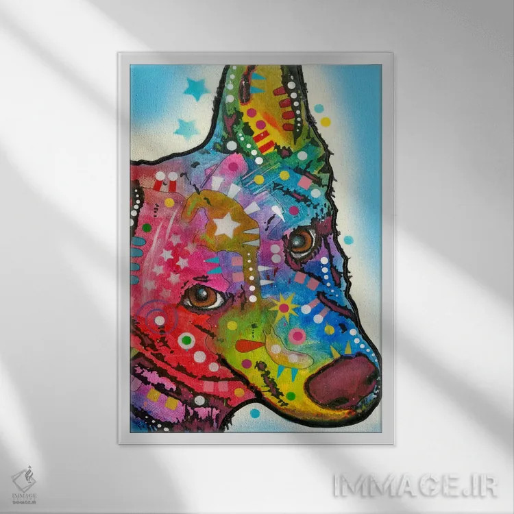 تابلو دکوراتیو سگ گله استرالیایی اثر باور روسو - نمای قابدار سفید