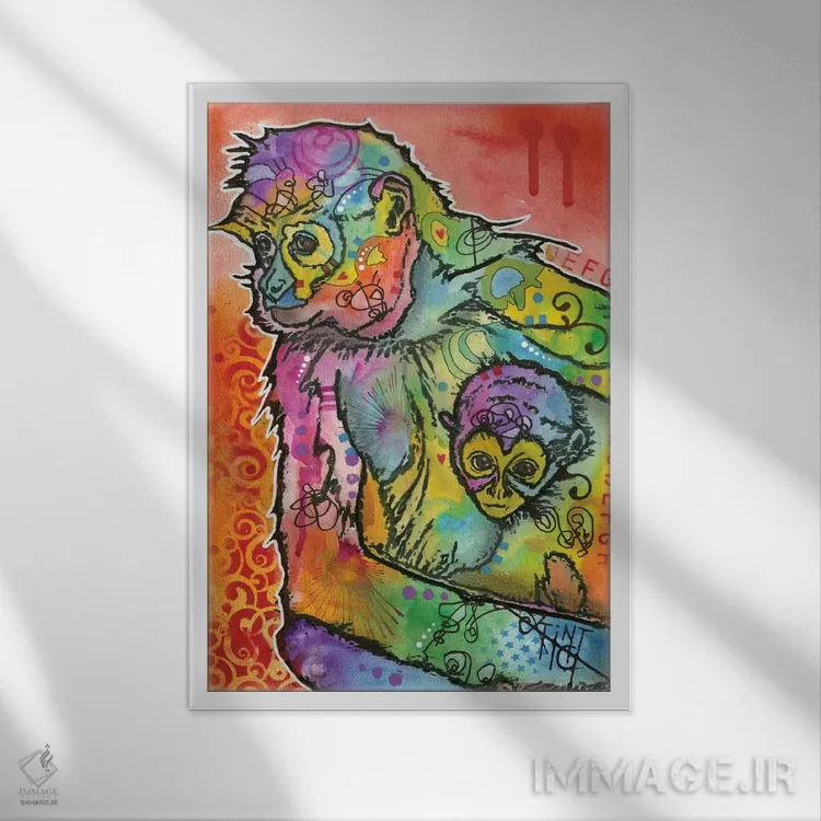 تابلو دکوراتیو میمون ۱ اثر باور روسو - نمای قابدار سفید