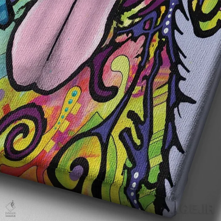 تابلو دکوراتیو سگ یعنی عشق اثر باور روسو - نمای نزدیک بافت بوم