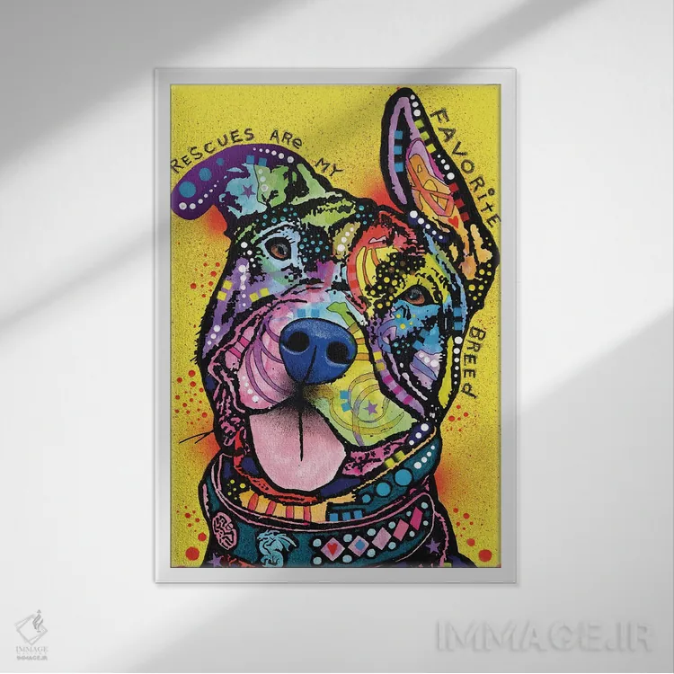 تابلو دکوراتیو سگ های نجات یافته نژاد مورد علاقه من هستند اثر باور روسو - نمای قابدار سفید