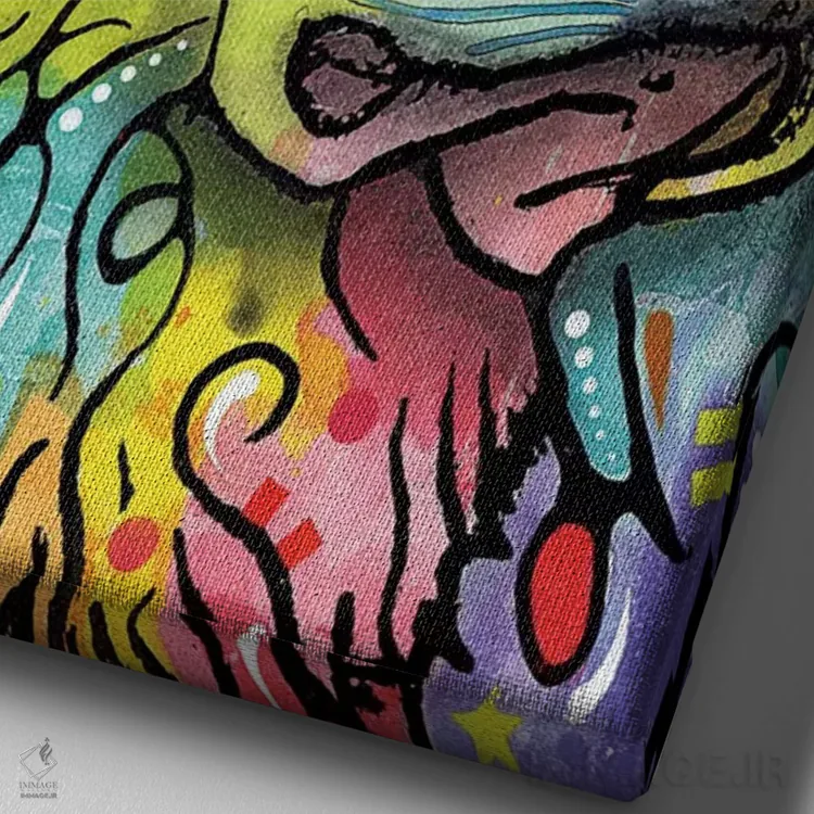 تابلو دکوراتیو سگ کوهستان اثر باور روسو - نمای نزدیک بافت بوم