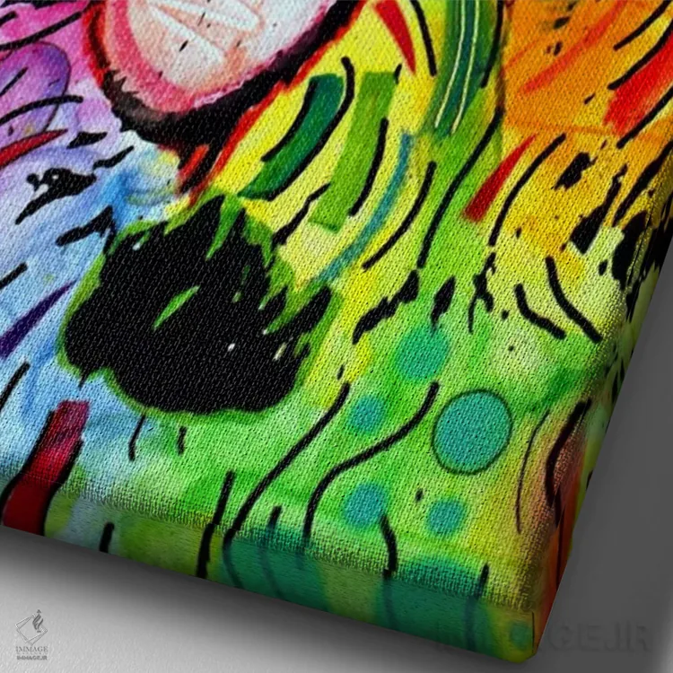 تابلو دکوراتیو شیه تزو اثر باور روسو - نمای نزدیک بافت بوم