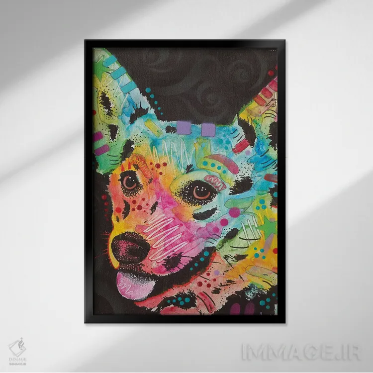 تابلو دکوراتیو کورگی ۱ اثر باور روسو - نمای قابدار مشکی