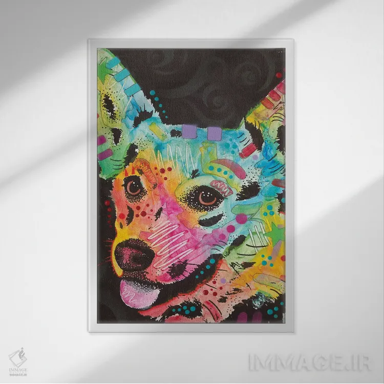 تابلو دکوراتیو کورگی ۱ اثر باور روسو - نمای قابدار سفید