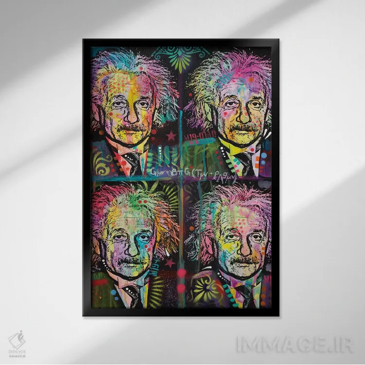 تابلو دکوراتیو آینشتاین ۴ تایی اثر باور روسو - نمای قابدار مشکی