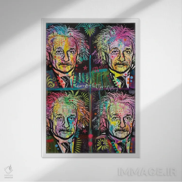 تابلو دکوراتیو آینشتاین ۴ تایی اثر باور روسو - نمای قابدار سفید