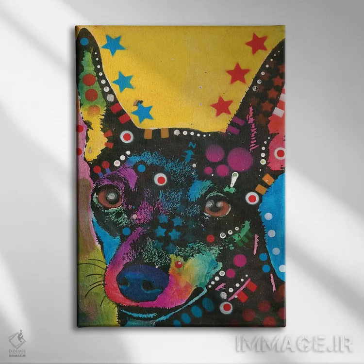 تابلو دکوراتیو مینیاتور پینشر اثر باور روسو - نمای روبهرو روی دیوار