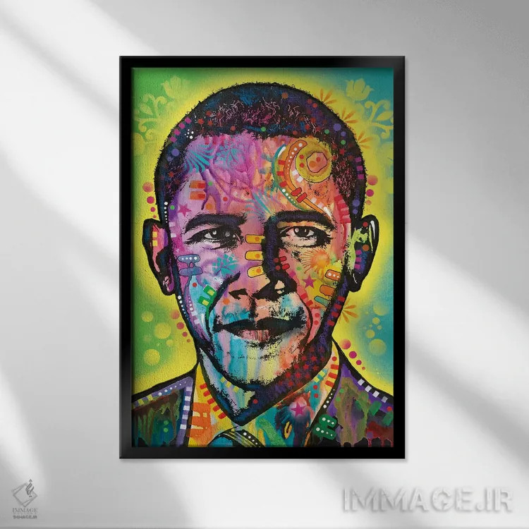 تابلو دکوراتیو اوباما اثر باور روسو - نمای قابدار مشکی