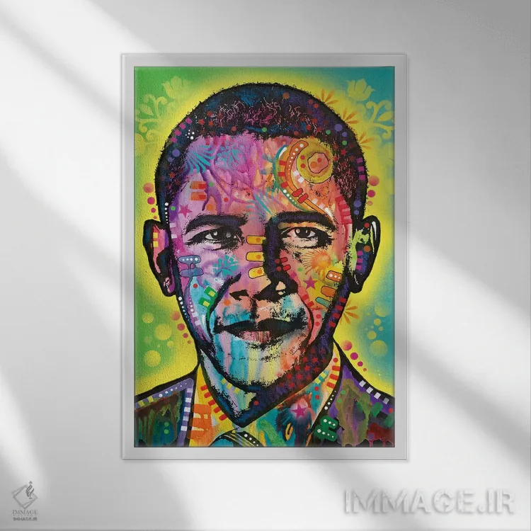 تابلو دکوراتیو اوباما اثر باور روسو - نمای قابدار سفید