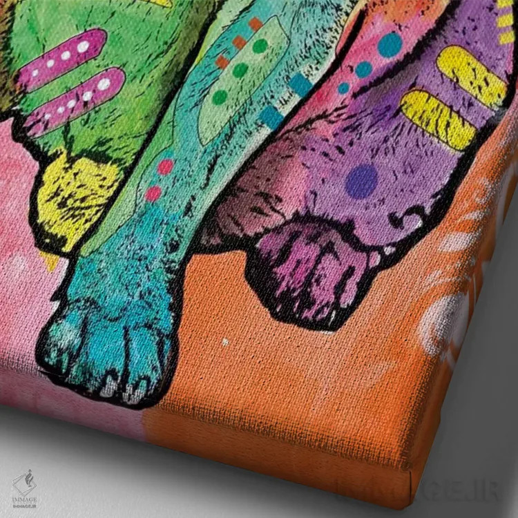 تابلو دکوراتیو پاگ ها و بوسه ها اثر باور روسو - نمای نزدیک بافت بوم