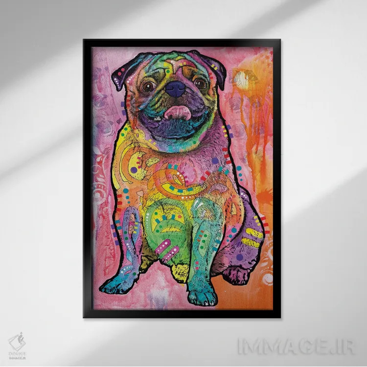 تابلو دکوراتیو پاگ ها و بوسه ها اثر باور روسو - نمای قابدار مشکی