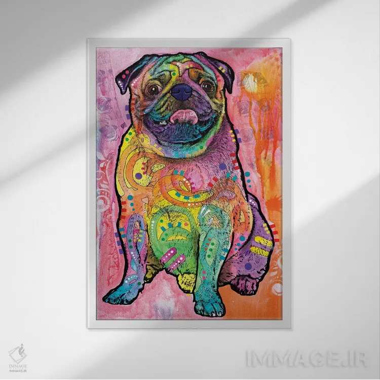 تابلو دکوراتیو پاگ ها و بوسه ها اثر باور روسو - نمای قابدار سفید