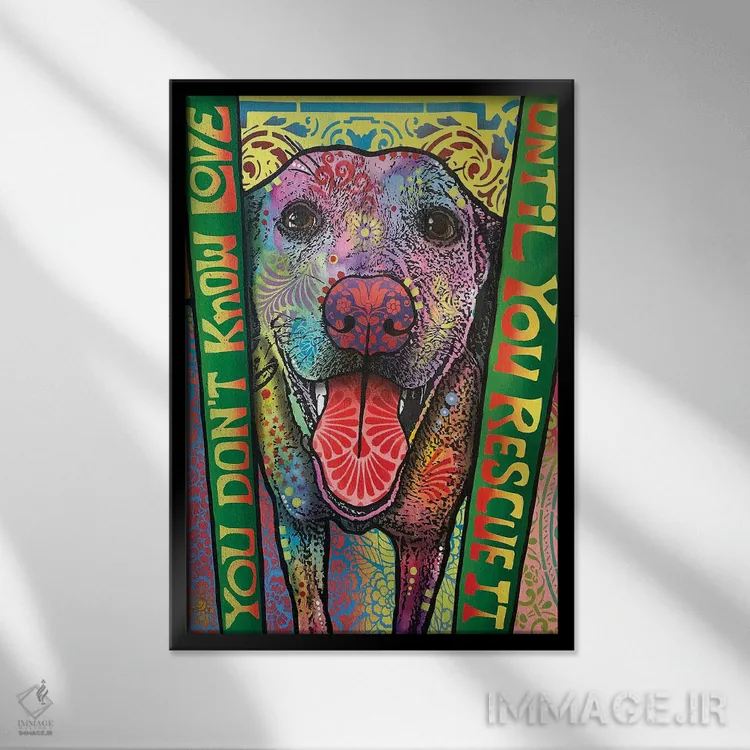 تابلو دکوراتیو تو عشق را نمی شناسی اثر باور روسو - نمای قابدار مشکی