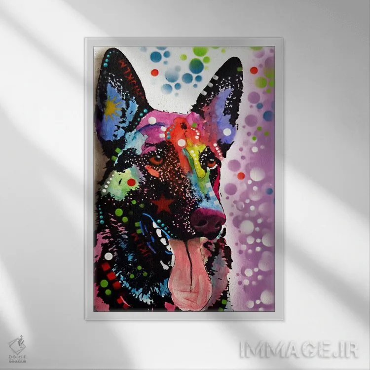 تابلو دکوراتیو ژرمن شپرد اثر باور روسو - نمای قابدار سفید