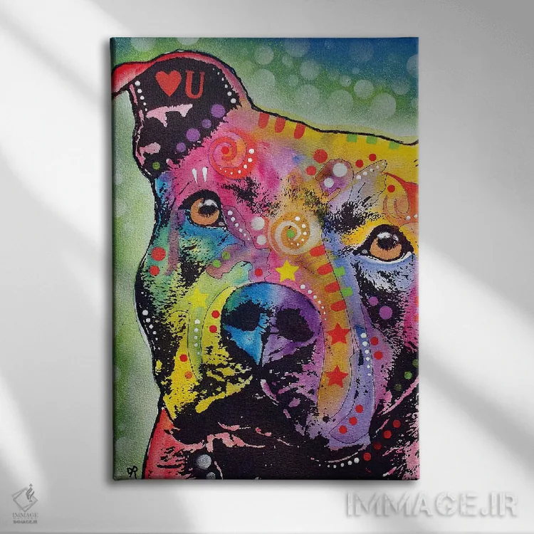 تابلو دکوراتیو پیت بول متفکر اثر باور روسو - نمای روبهرو روی دیوار