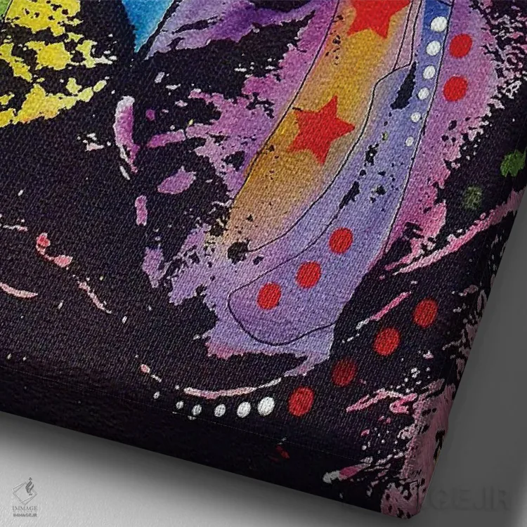 تابلو دکوراتیو پیت بول متفکر اثر باور روسو - نمای نزدیک بافت بوم