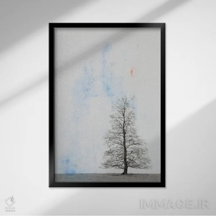 تابلو مینیمال درخت تنها اثر دبورا رول - نمای قابدار مشکی