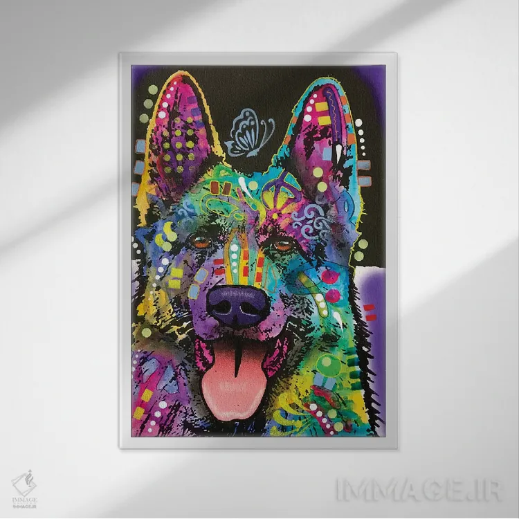 تابلو دکوراتیو شپرد پروانه ای اثر باور روسو - نمای قابدار سفید