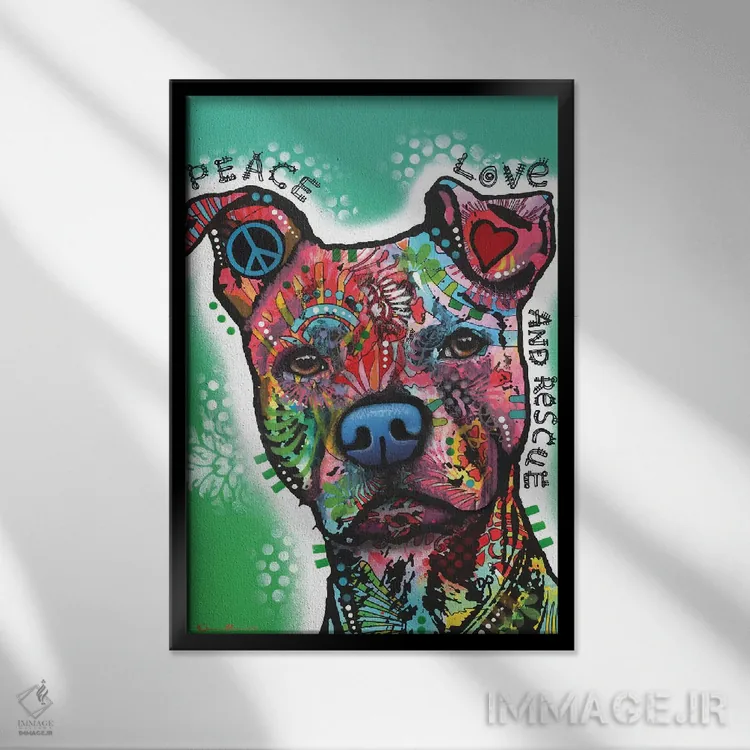 تابلو دکوراتیو صلح، عشق و نجات اثر باور روسو - نمای قابدار مشکی