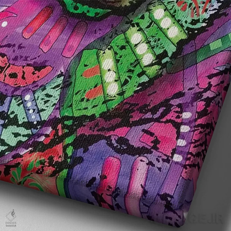 تابلو دکوراتیو کورگی پاک نشدنی اثر باور روسو - نمای نزدیک بافت بوم