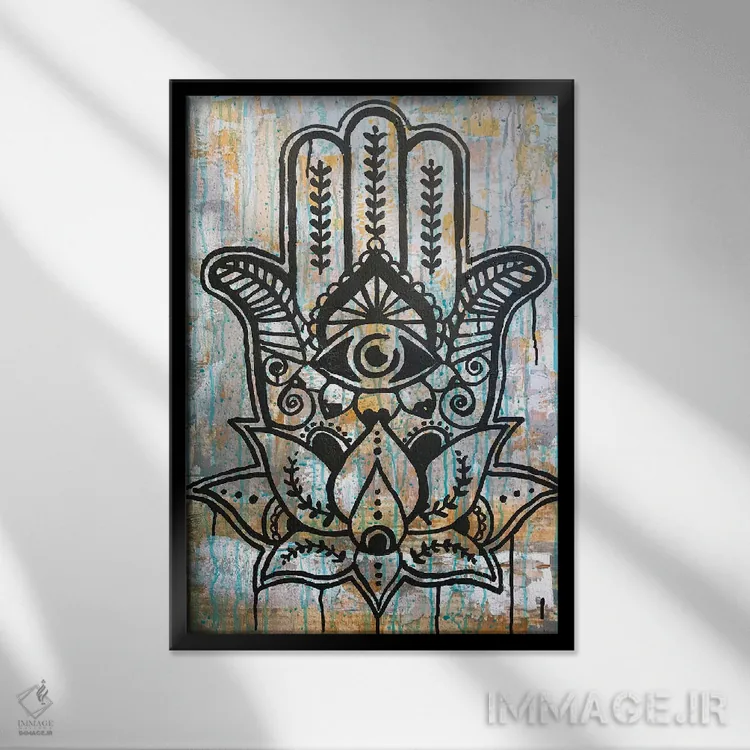 تابلو دکوراتیو هامسا لوتوس اثر باور روسو - نمای قابدار مشکی