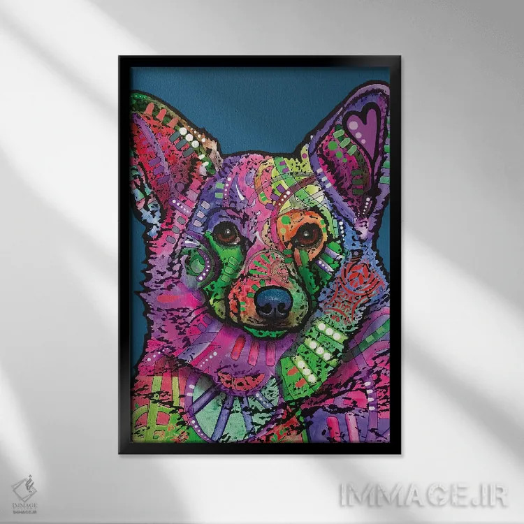 تابلو دکوراتیو کورگی پاک نشدنی اثر باور روسو - نمای قابدار مشکی