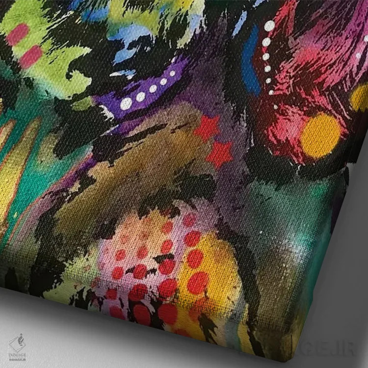 تابلو دکوراتیو تقریبا شی تزسو اثر باور روسو - نمای نزدیک بافت بوم