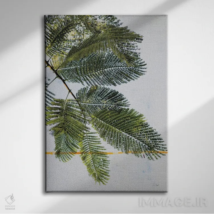 تابلو دکوراتیو شاخه نخل اثر دبورا رول - نمای روبهرو روی دیوار