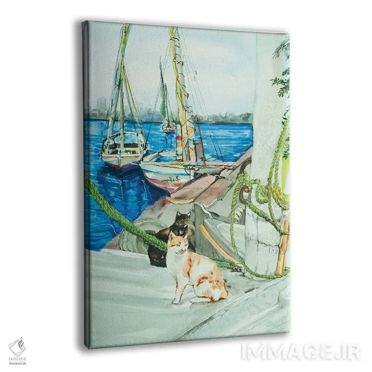 تابلو کلاسیک گربه ها با فلوکاها اثر هلن دوبروویچ - نمای پرسپکتیو محصول