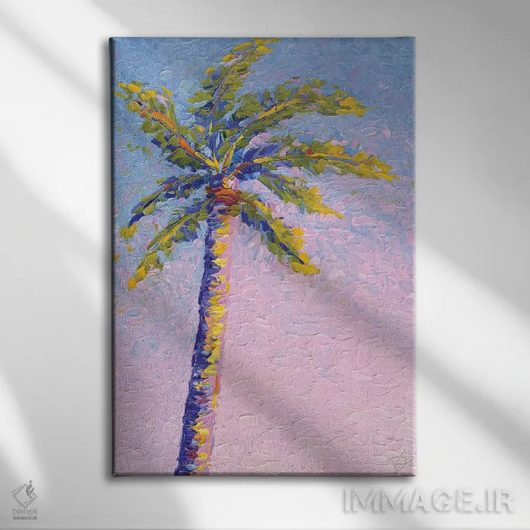 تابلو دکوراتیو رنگ پریده نخل اثر دروتا کوسی - نمای روبهرو روی دیوار