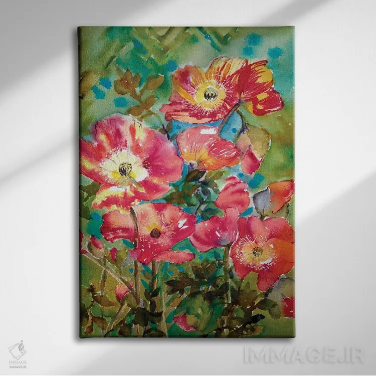 تابلو کلاسیک شقایق ها اثر هلن دوبروویچ - نمای روبهرو روی دیوار