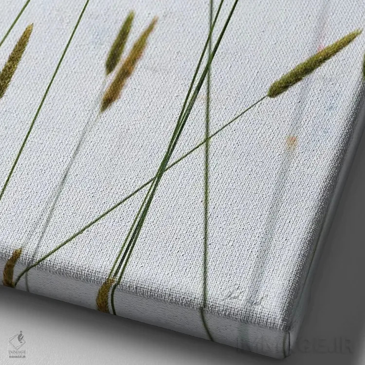 تابلو مینیمال علف تیموتی اثر دبورا رول - نمای نزدیک بافت بوم