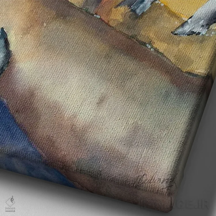 تابلو کلاسیک فروشنده ماهی و دوستانش اثر هلن دوبروویچ - نمای نزدیک بافت بوم