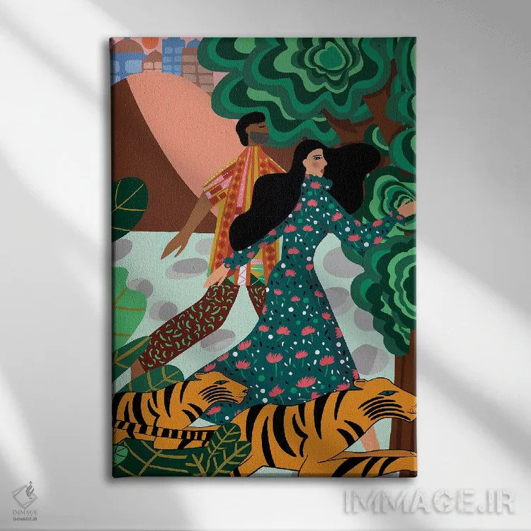 تابلو دکوراتیو فرار به طبیعت وحشی اثر باورا راژین - نمای روبهرو روی دیوار