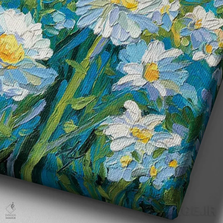 تابلو دکوراتیو مزارع تابستانی اثر دروتا کوسی - نمای نزدیک بافت بوم