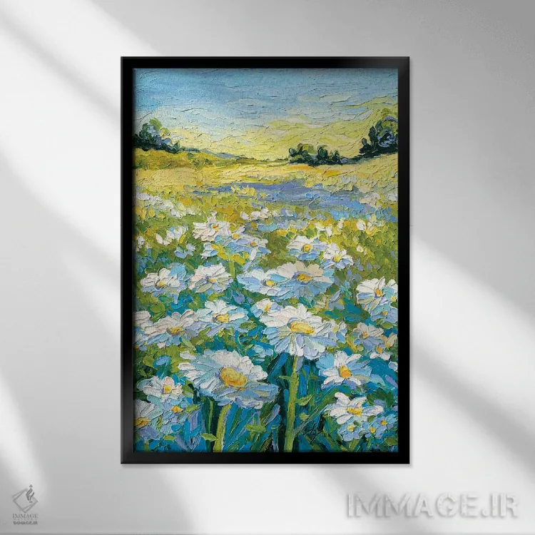 تابلو دکوراتیو مزارع تابستانی اثر دروتا کوسی - نمای قابدار مشکی