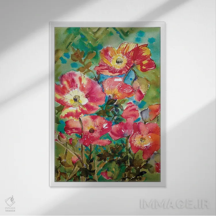 تابلو کلاسیک شقایق ها اثر هلن دوبروویچ - نمای قابدار سفید