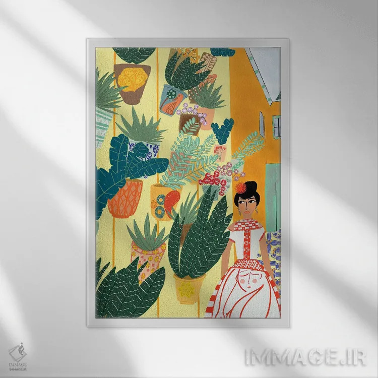 تابلو دکوراتیو بانویی در سویا اثر باورا راژین - نمای قابدار سفید