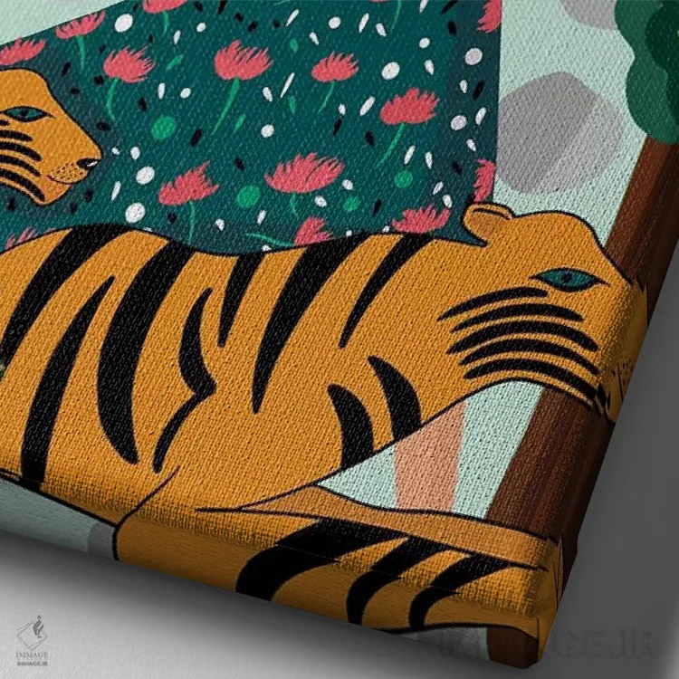 تابلو دکوراتیو فرار به طبیعت وحشی اثر باورا راژین - نمای نزدیک بافت بوم