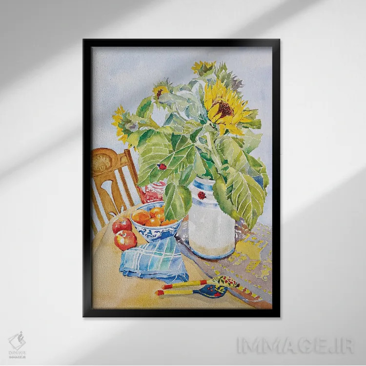 تابلو کلاسیک آفتاب گردان ها اثر هلن دوبروویچ - نمای قابدار مشکی